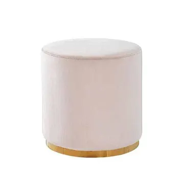 White Velvet Ottoman Stool