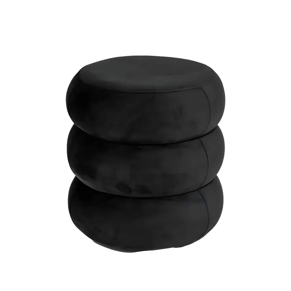 Apollo Ottoman Black Velvet Small