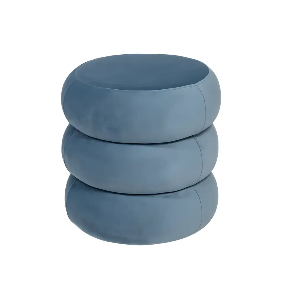 Apollo Ottoman Sky Blue Velvet Small