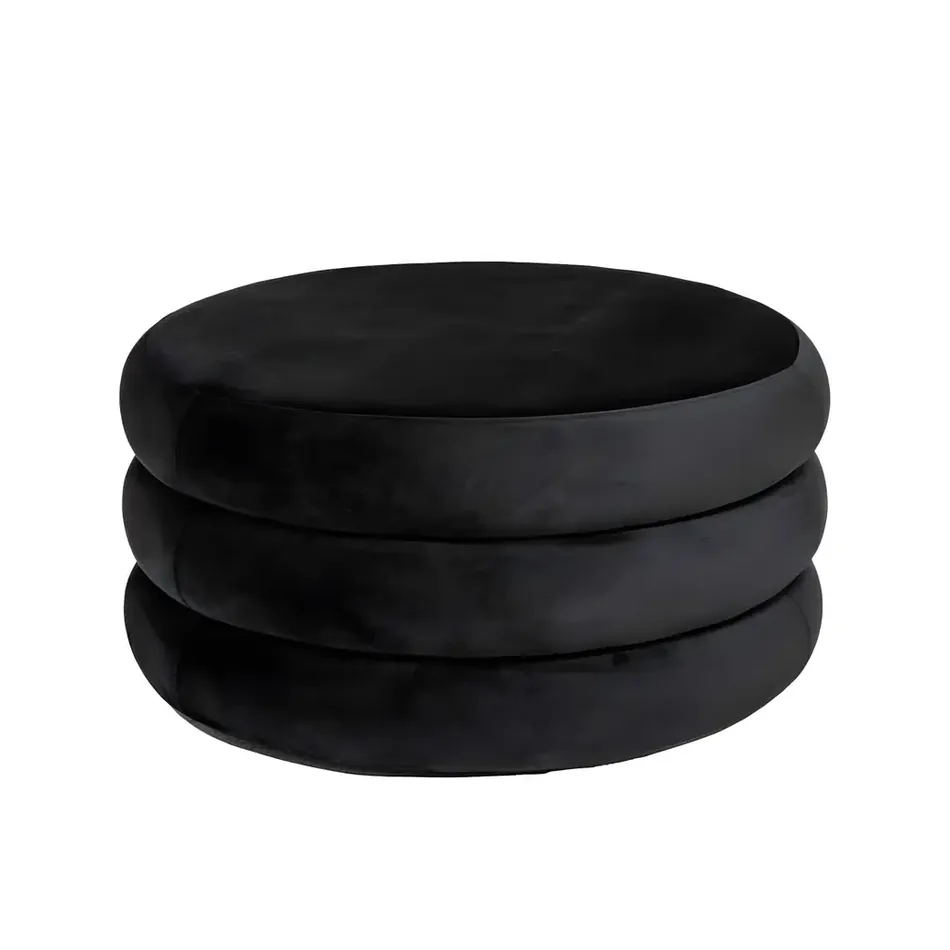 Apollo Ottoman Black Velvet Large