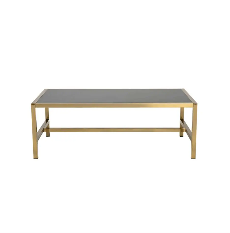 Atlas Rectangular Coffee Table Gold Frame with Black Top