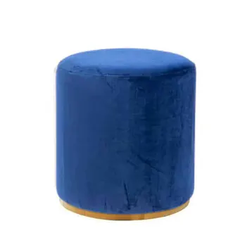 Navy Blue Velvet Ottoman Stool