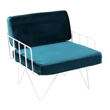 Wire Arm Chair w/ Ivy Green Velvet Cushions