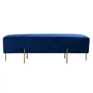 Navy Blue Velvet Ottoman Bench